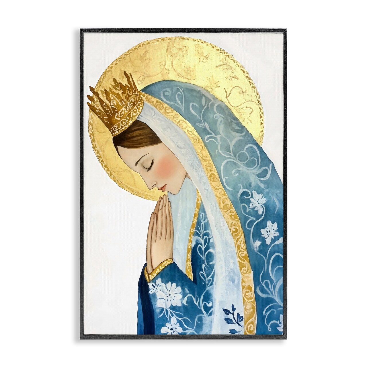Stupell Industries Mother Mary Religious Portrait Framed Giclee, design by Petal Prints Design